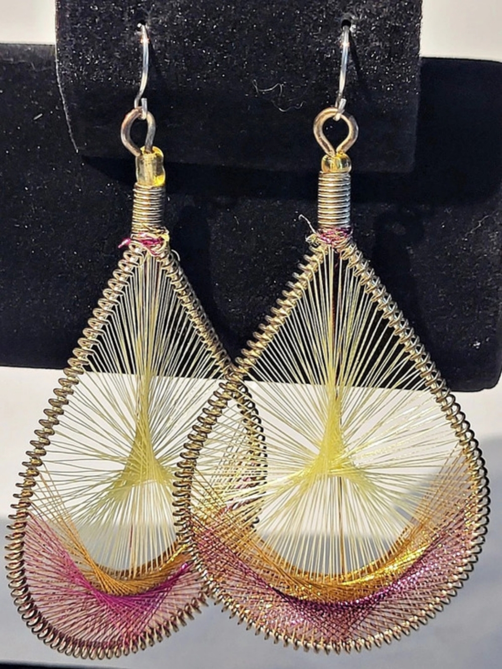 Gold & Pink Teardrop Earrings